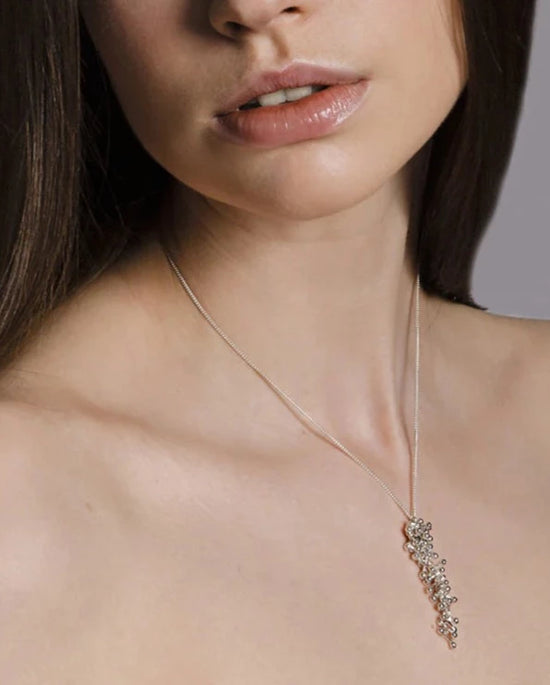 Yen Silver Molecule Long Drop Pendant