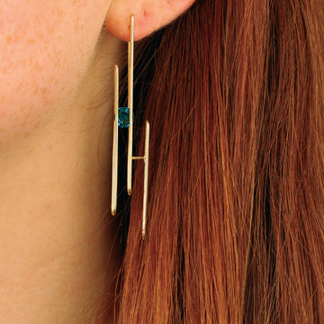 Matilda Press Floating Gemstones Grid Studs with Topaz and Citrine
