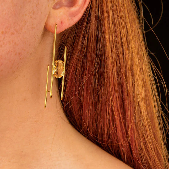 Matilda Press Floating Gemstones Grid Studs with Topaz and Citrine
