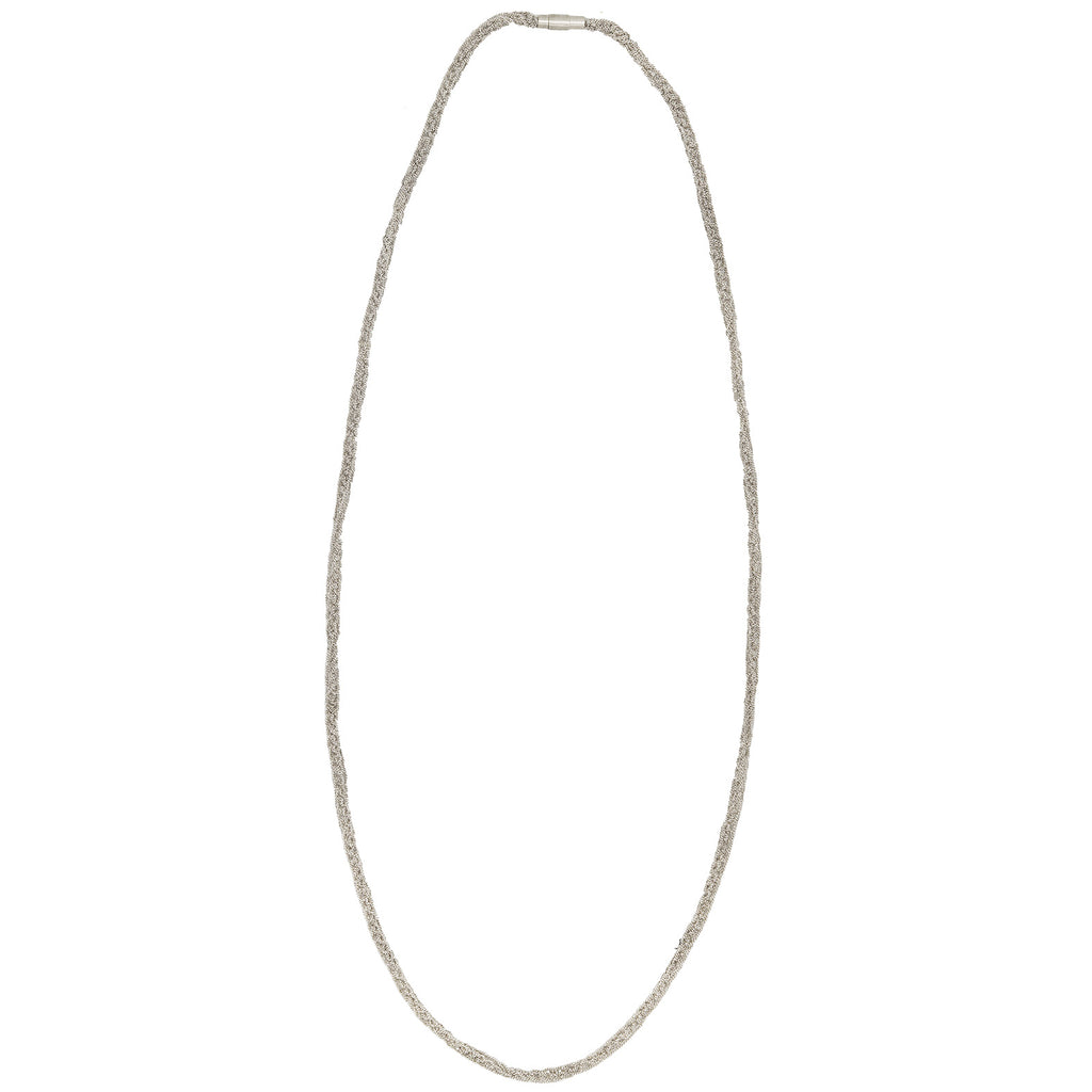 Maria Rzewuska Silver Woven Chain Long Thin Necklace