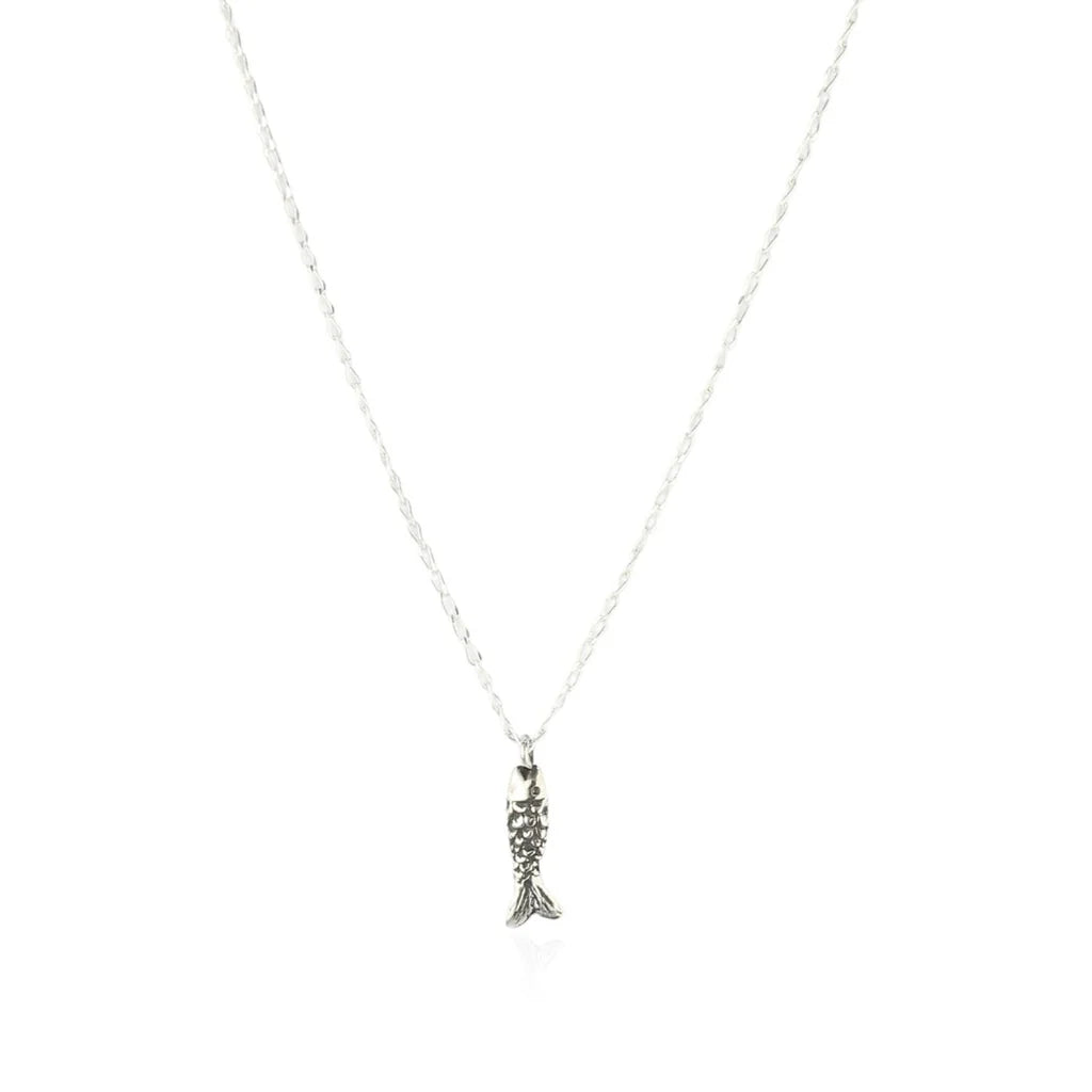 Momocreatura Micro Fish Pendant Oxidised Silver