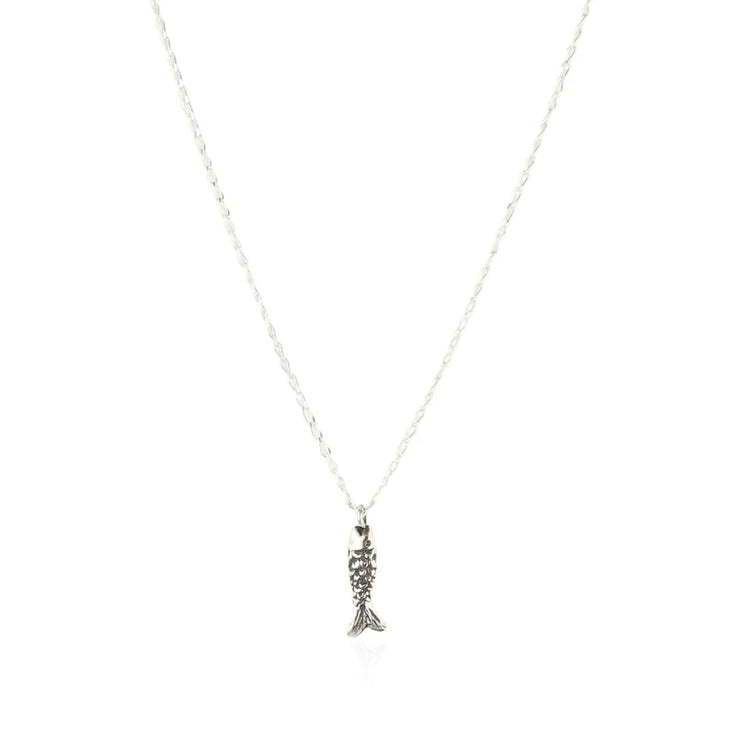 Momocreatura Micro Fish Pendant Oxidised Silver