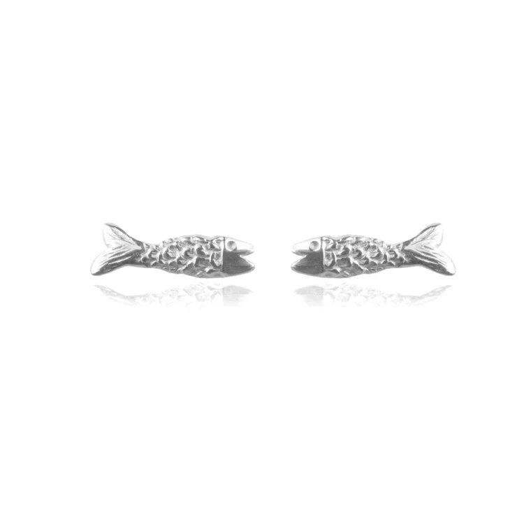 Momocreatura Silver Micro Fish Earrings