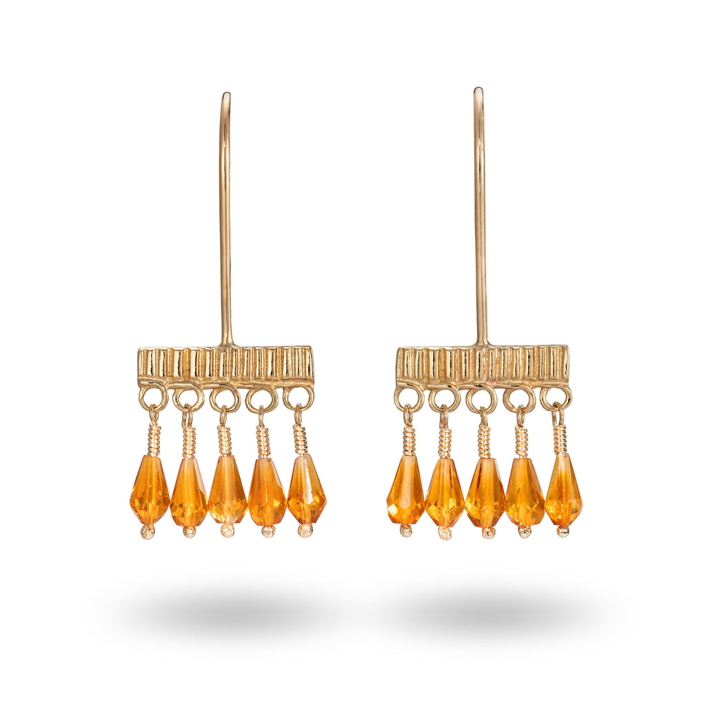 Mim Best 9ct yellow Gold Madeira Citrine Drop Earrings