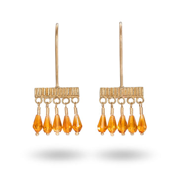 Mim Best 9ct yellow Gold Madeira Citrine Drop Earrings