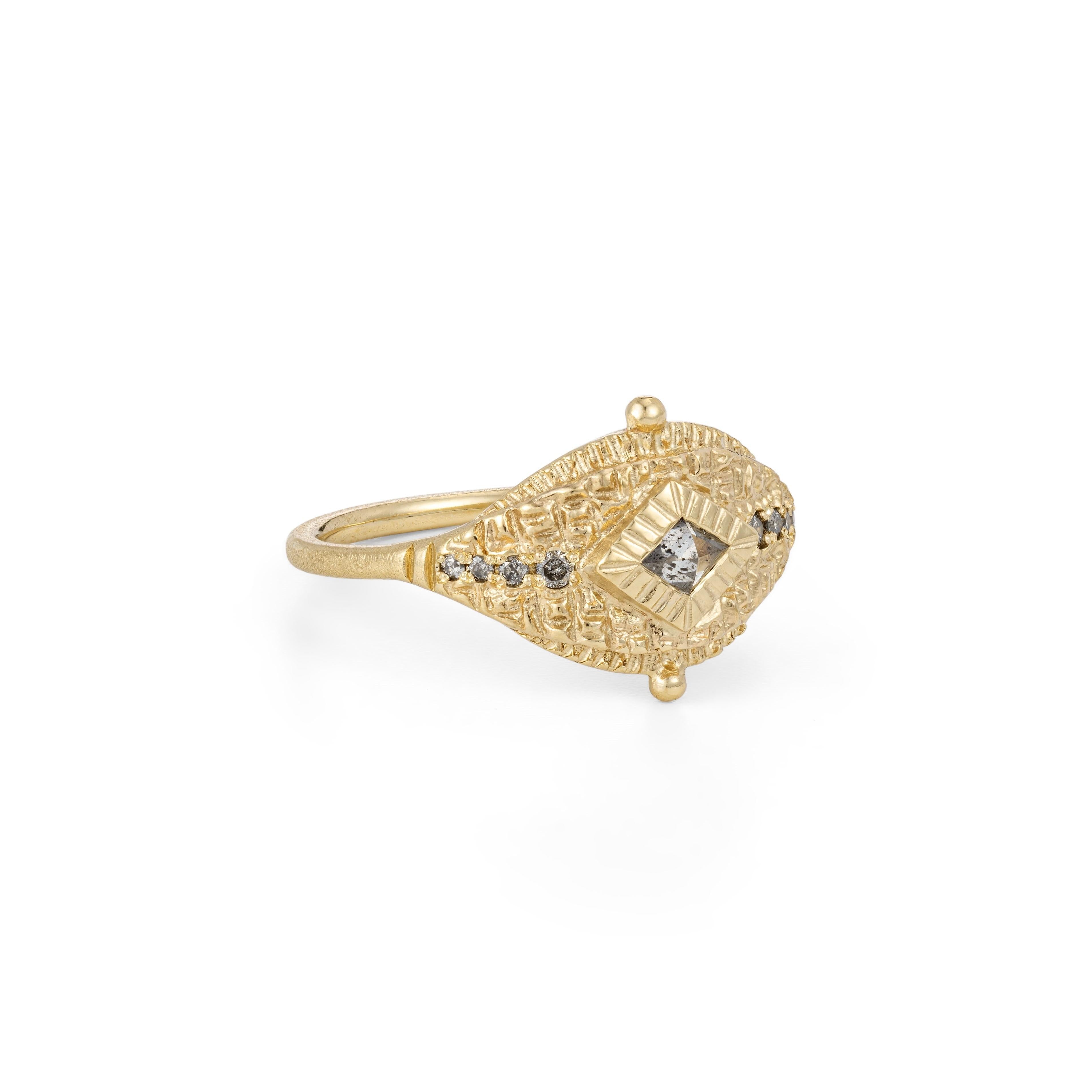 Mim Best One-of-a-kind 'Luminara' Grey Diamond Yellow Gold Ring