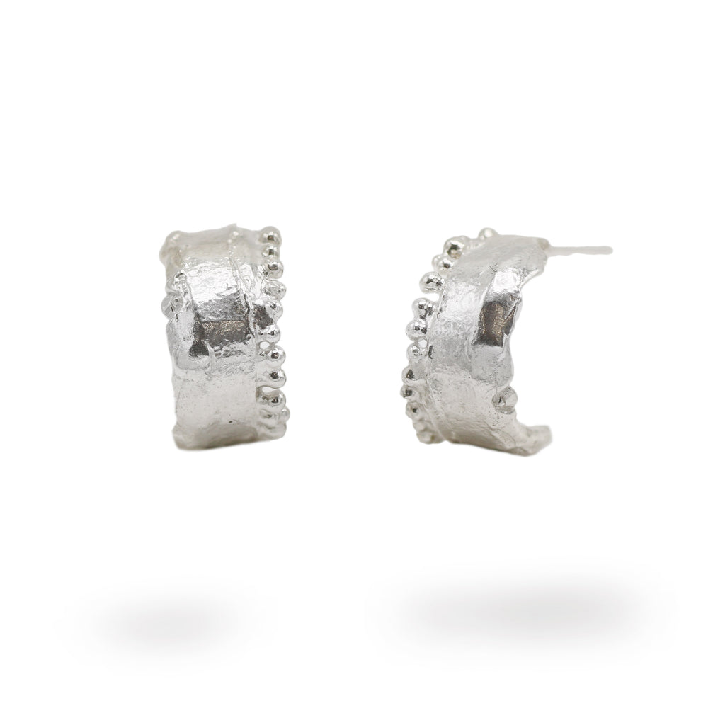 Milly Maunder Silver Molten Mini Tiara Hoops