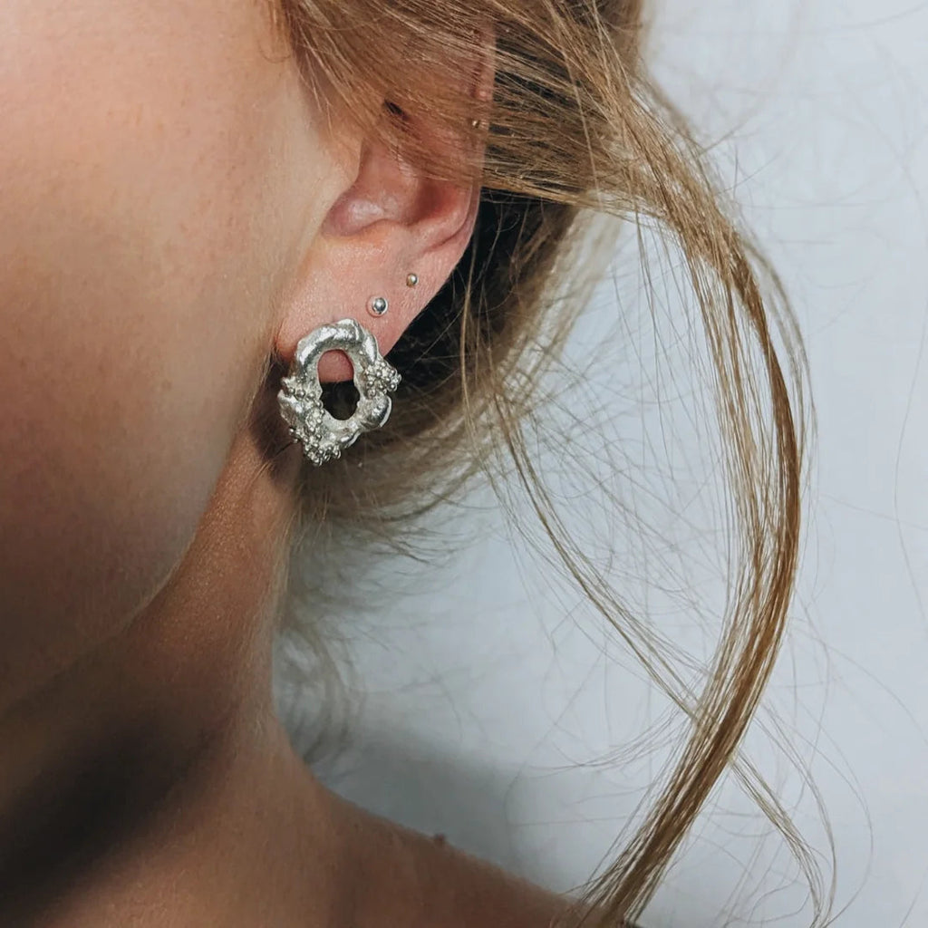Milly Maunder Silver Molten Link Studs
