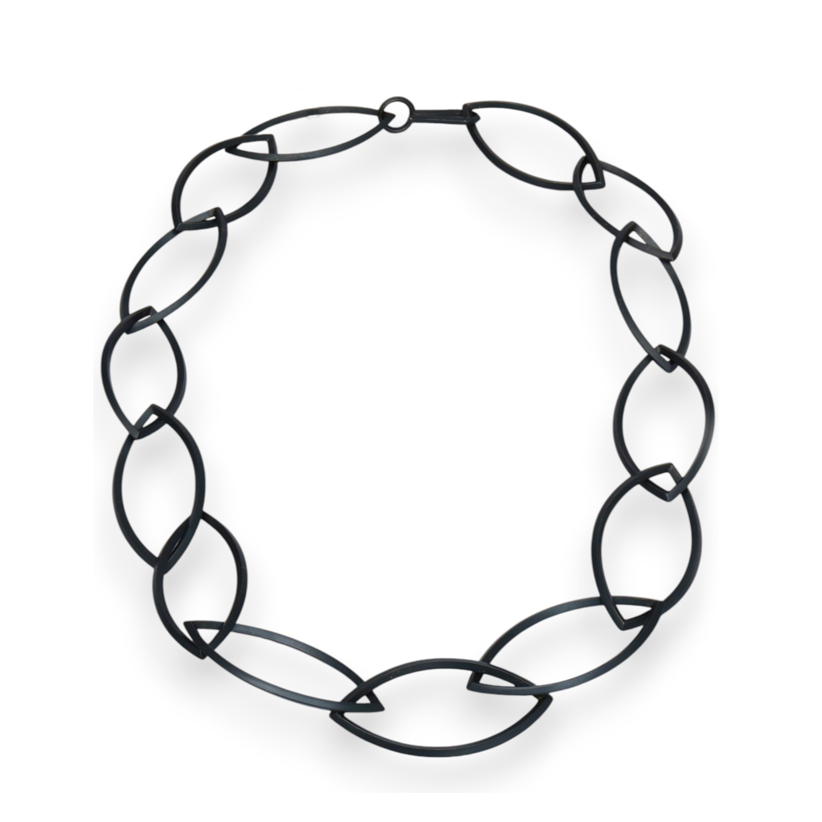 Mizuki Takahashi Handmade Leaf Link Necklace in Oxidised Silver