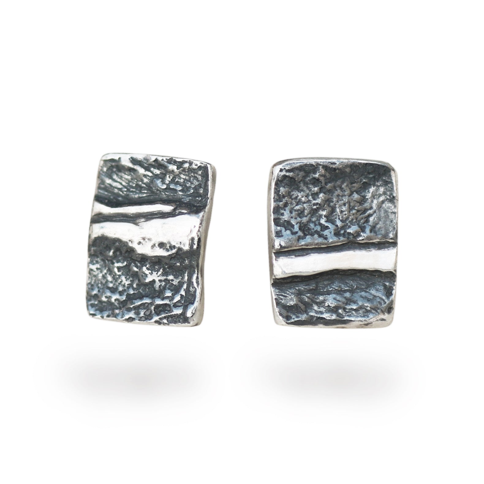 Angela Strachan Oxidised Silver Oblong Studs