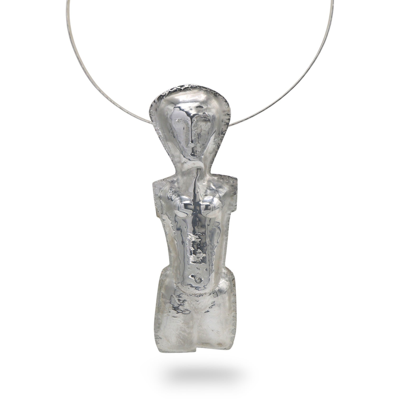 Silver pendant on a white background