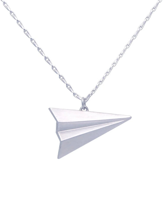 Alice Barnes Paper Plane Necklace Silver
