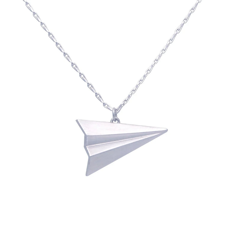 Alice Barnes Paper Plane Necklace Silver