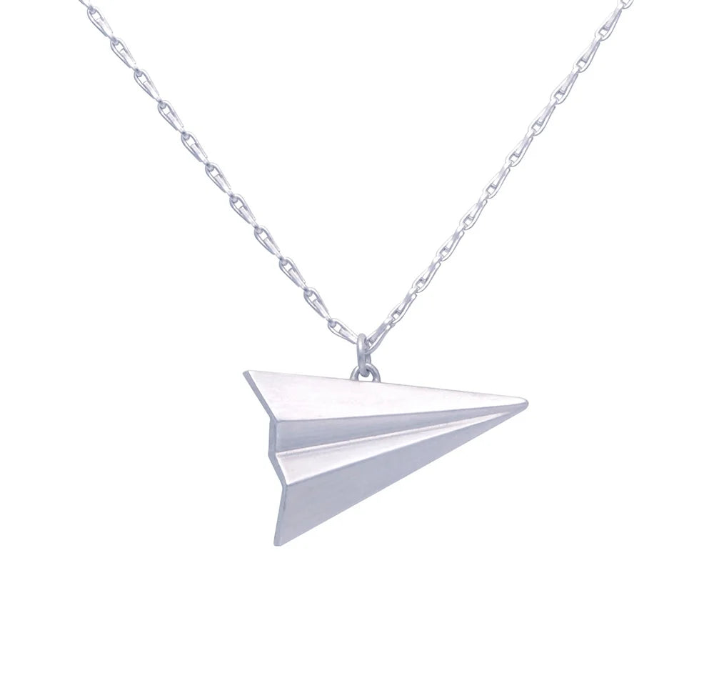 Alice Barnes Paper Plane Necklace Silver