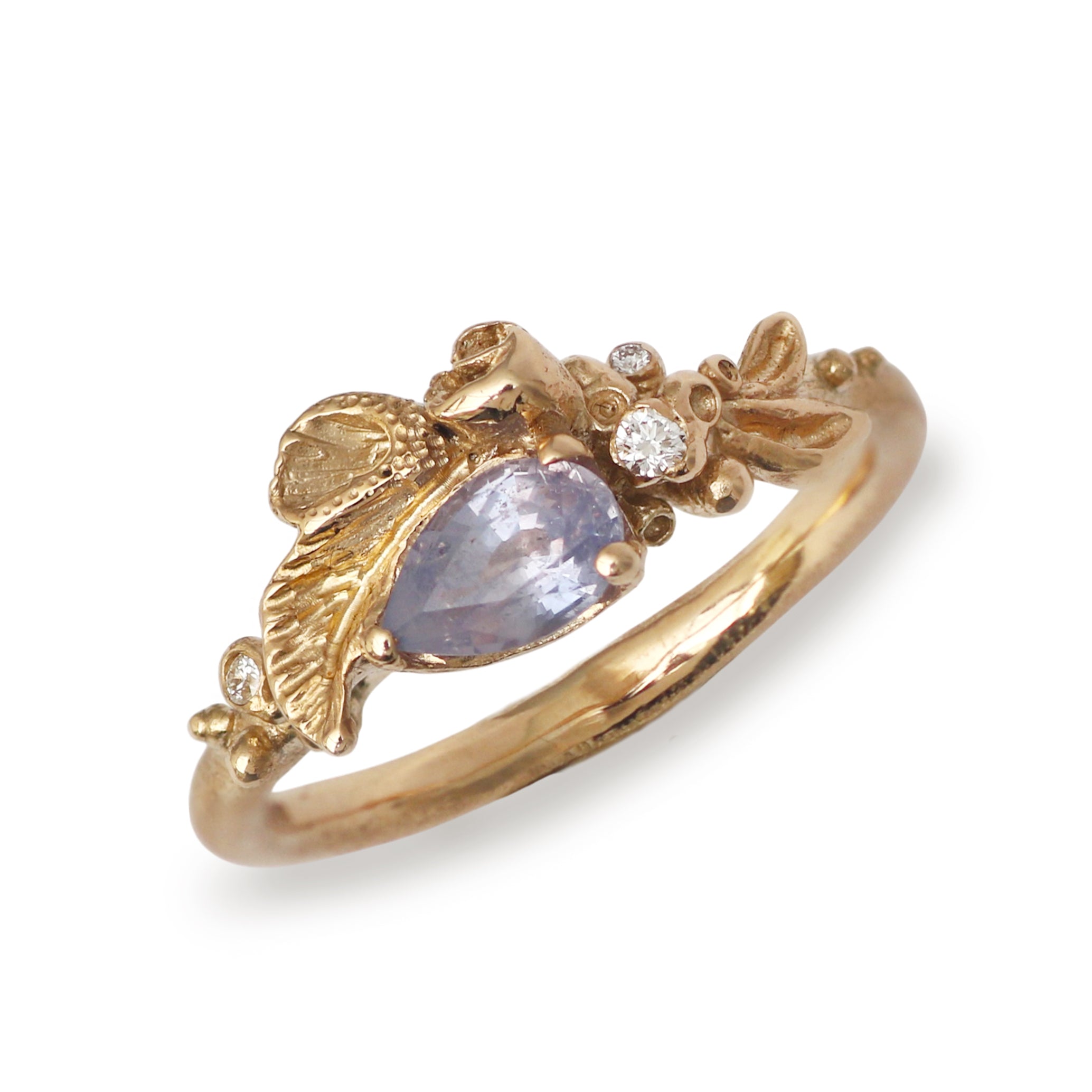 Charlotte Rowenna Lavender Pear Sapphire Gorse Ring