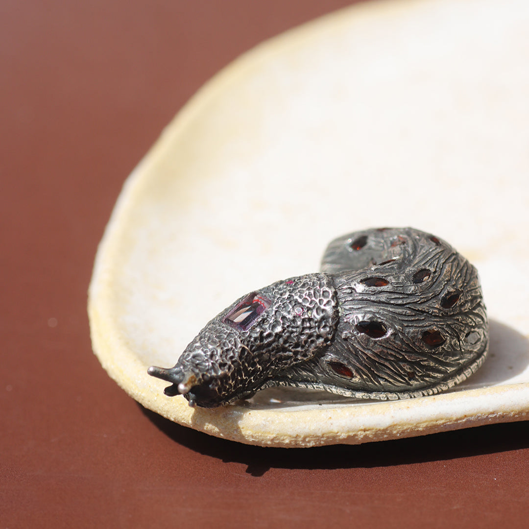 Amy Findlay Oxidised Silver Slug Brooch - Perry