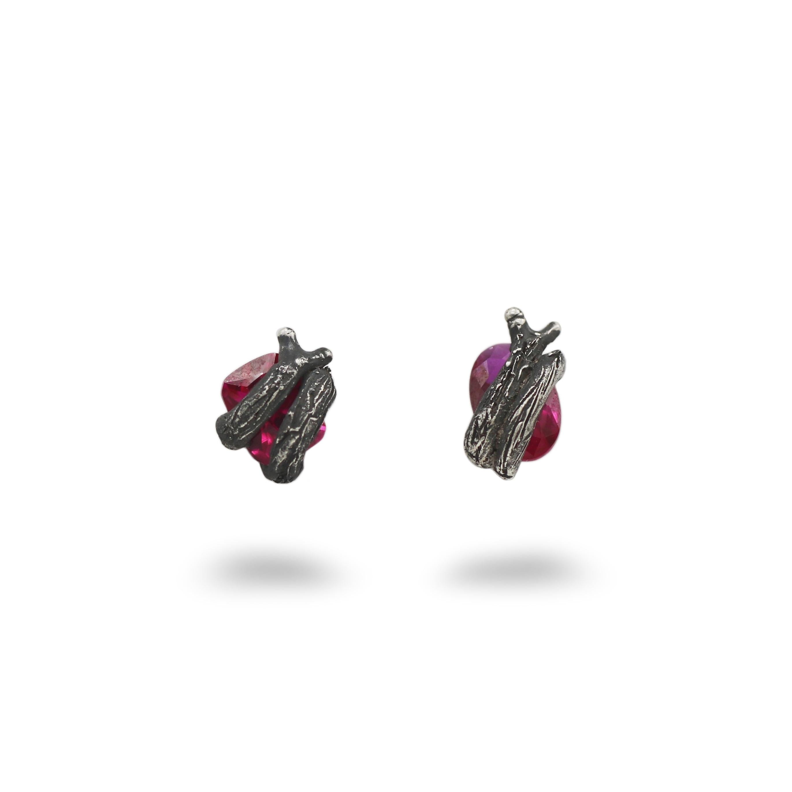 Amy Findlay Silver Slug Wrapped Pink Studs