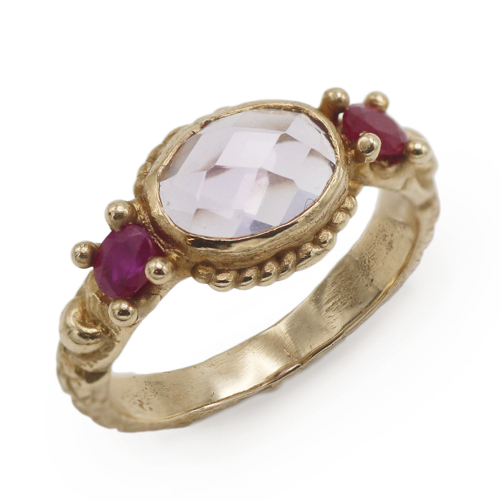 Ciara Bowles Amethyst and Rubies Yellow Gold Ring