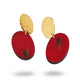 Cristina Zani Gold Plated and Red Wooden Oval Earrings