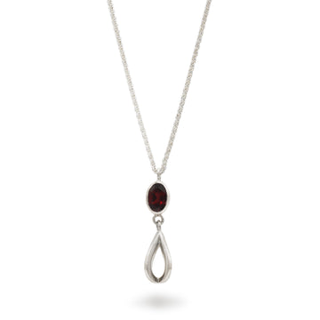 Jessica Hewitt Silver Garnet Drop Pendant