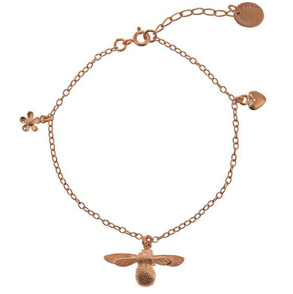 Alex Monroe Baby Bee Bracelet in Rose Gold Plate