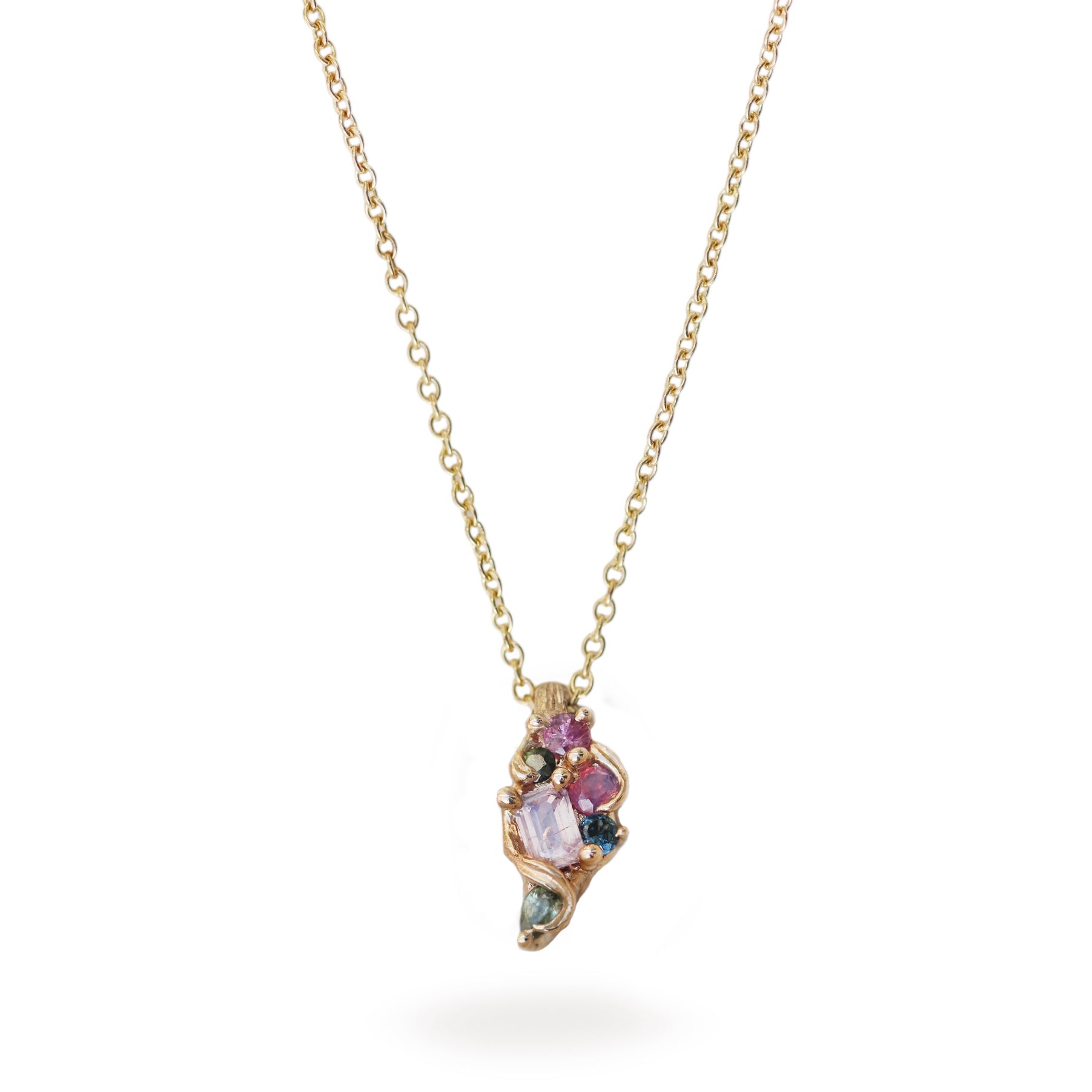 Pastel Sapphire Cluster Necklace on a white background
