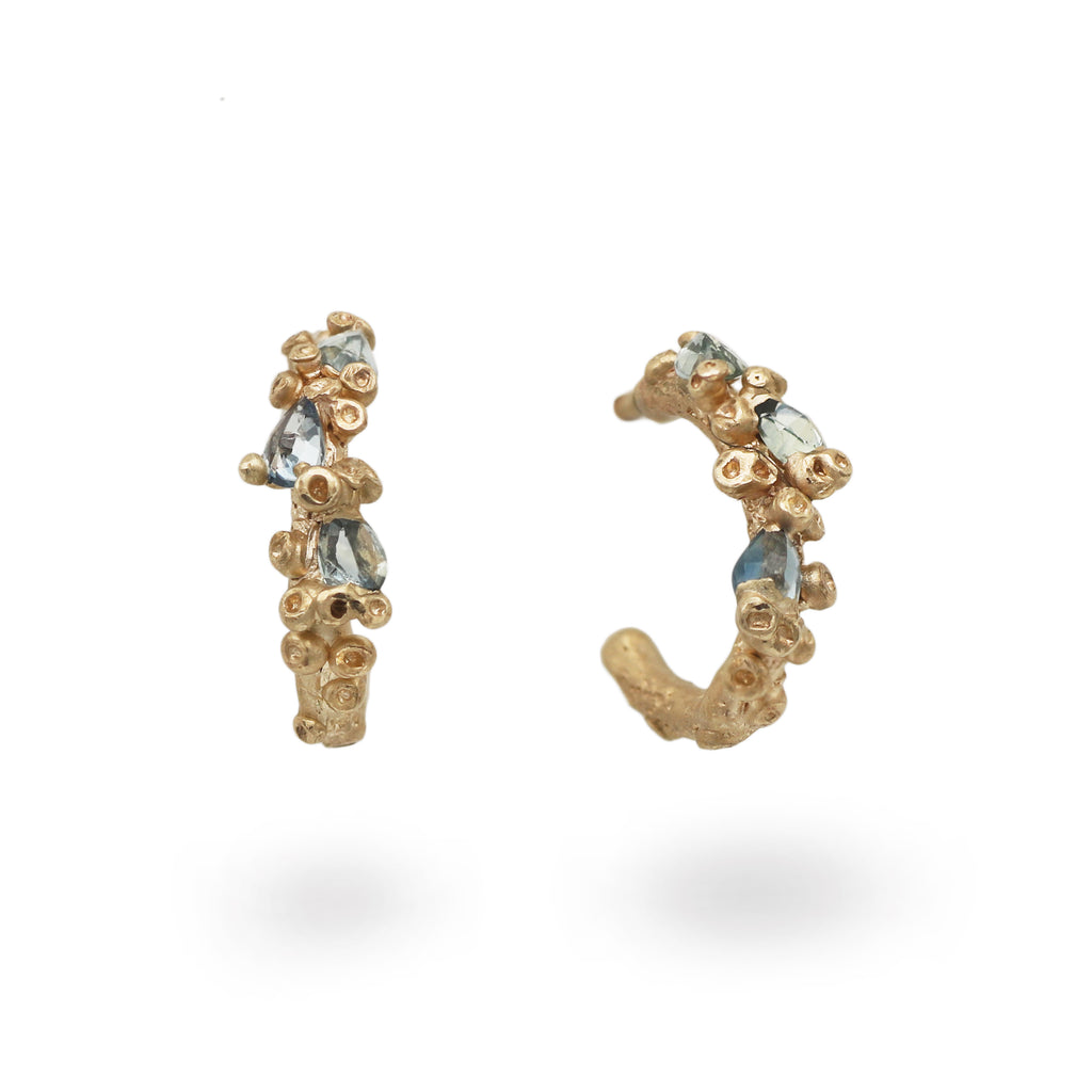 Ami Pepper Mini Barnacle Hoops with Sapphires
