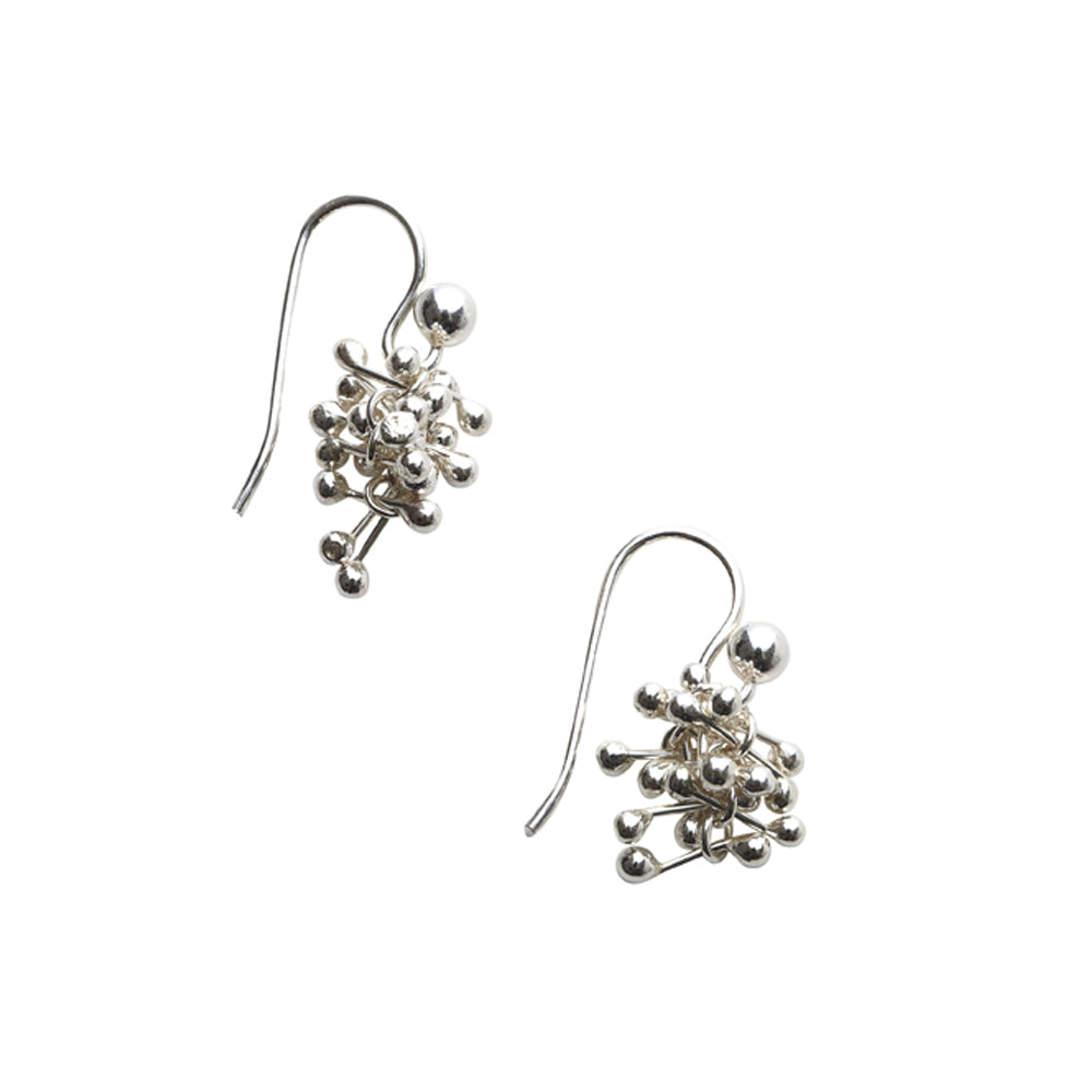 Yen Small Silver Cluster Earrings with Hooks