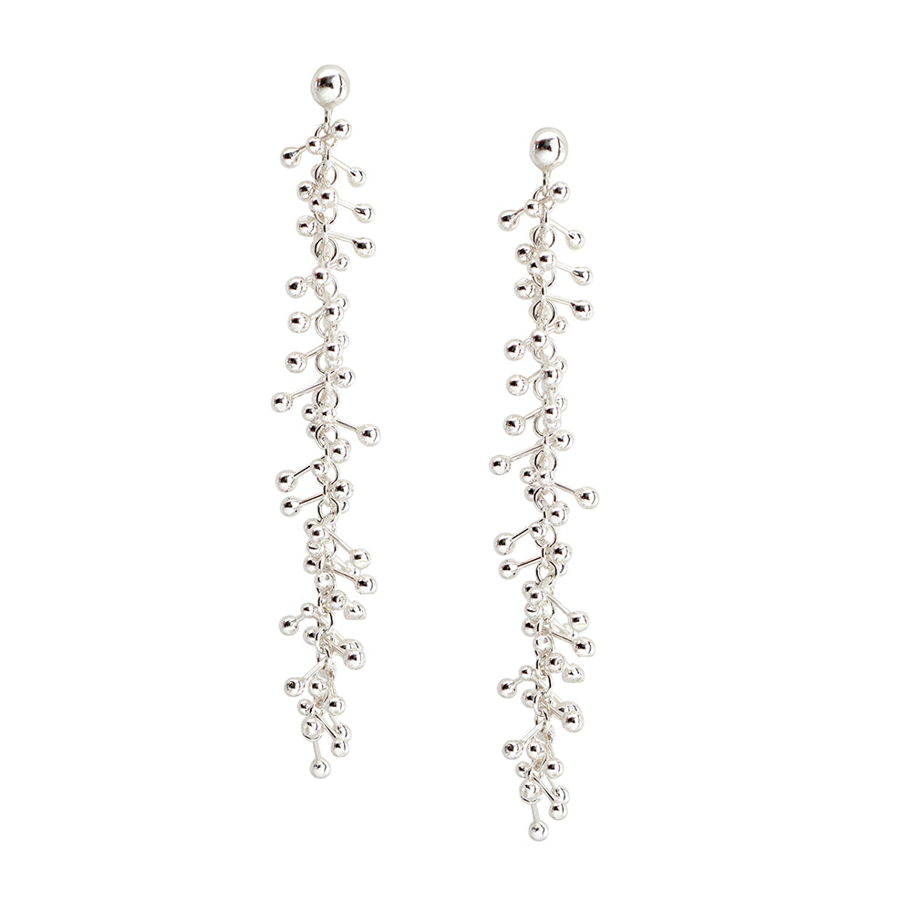 Yen Long Silver Molecule Drop Earrings