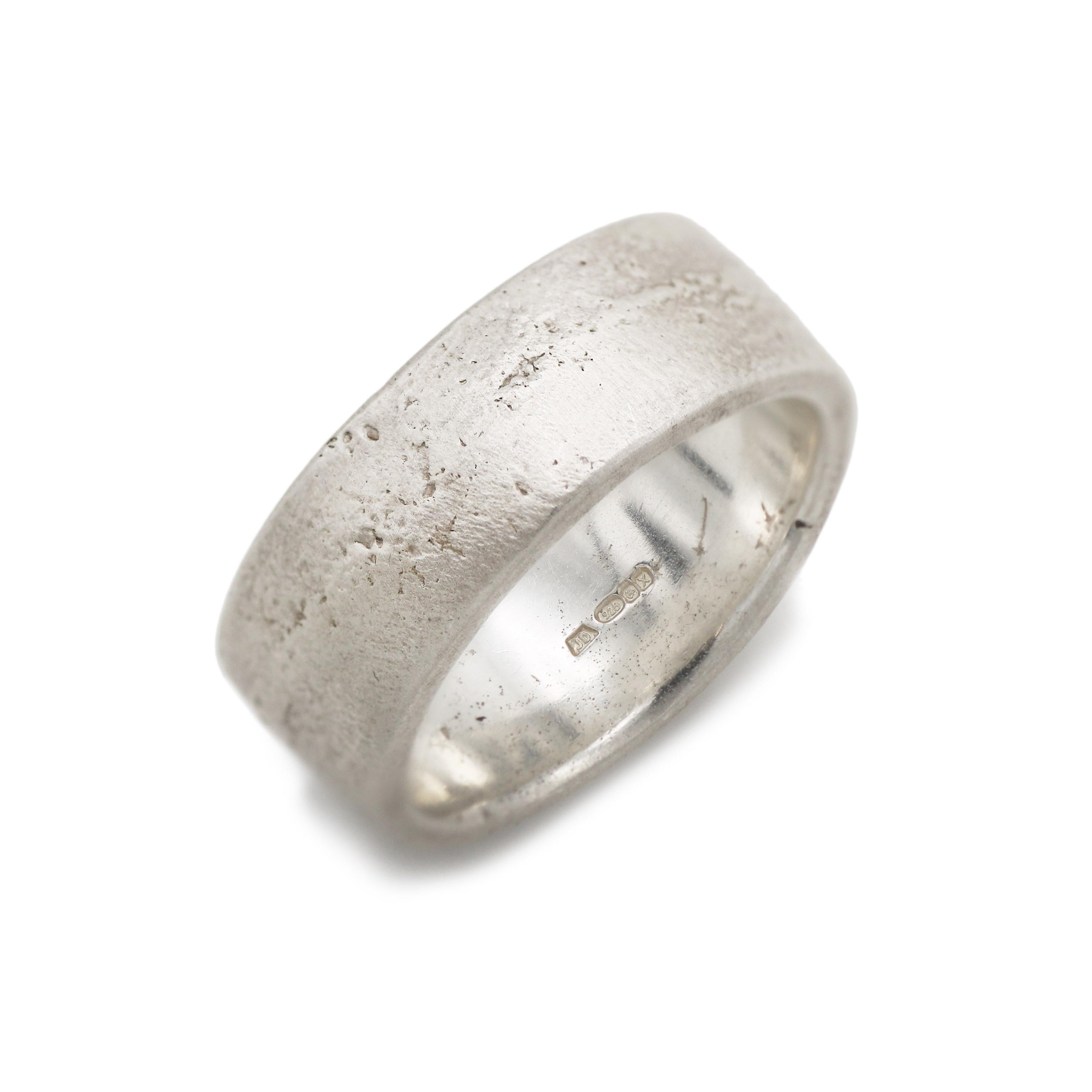 Justin Duance Mens Wide Silver Sandcast Ring