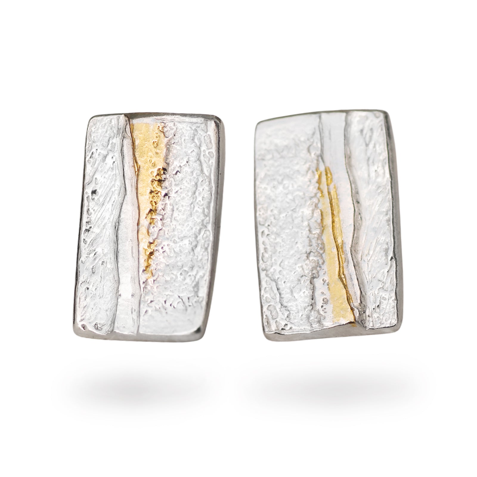 Angela Strachan Large Silver and Gold Keum-boo Studs