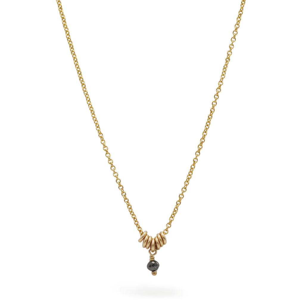 Mounir Dainty Black Diamond Pendant Gold Filled