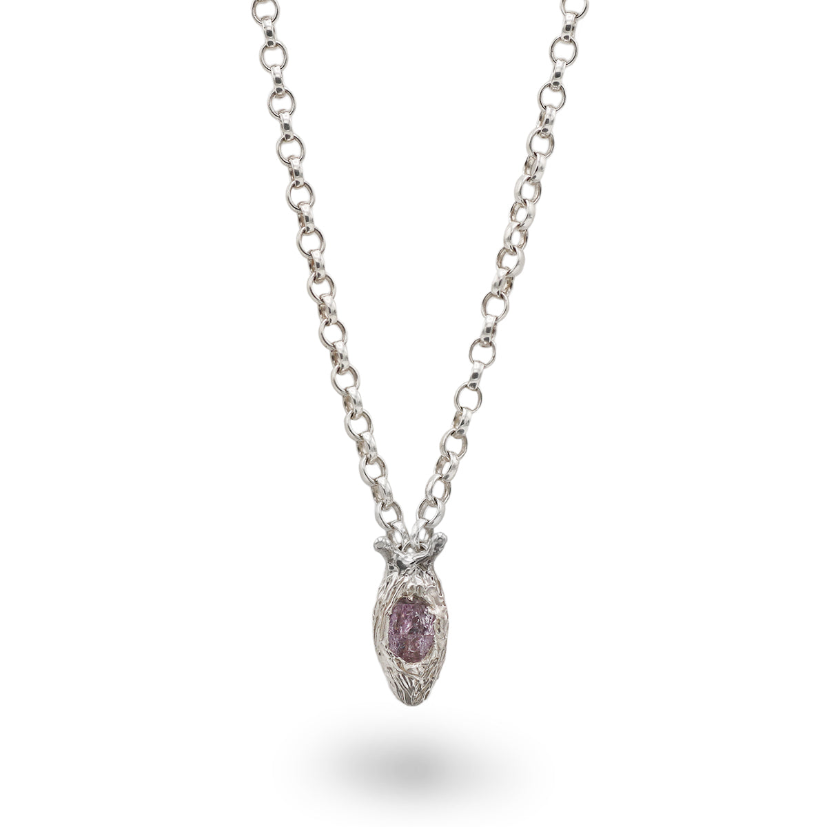 Amy Findlay Silver Slug Pendant with Lilac Cubic Zirconia