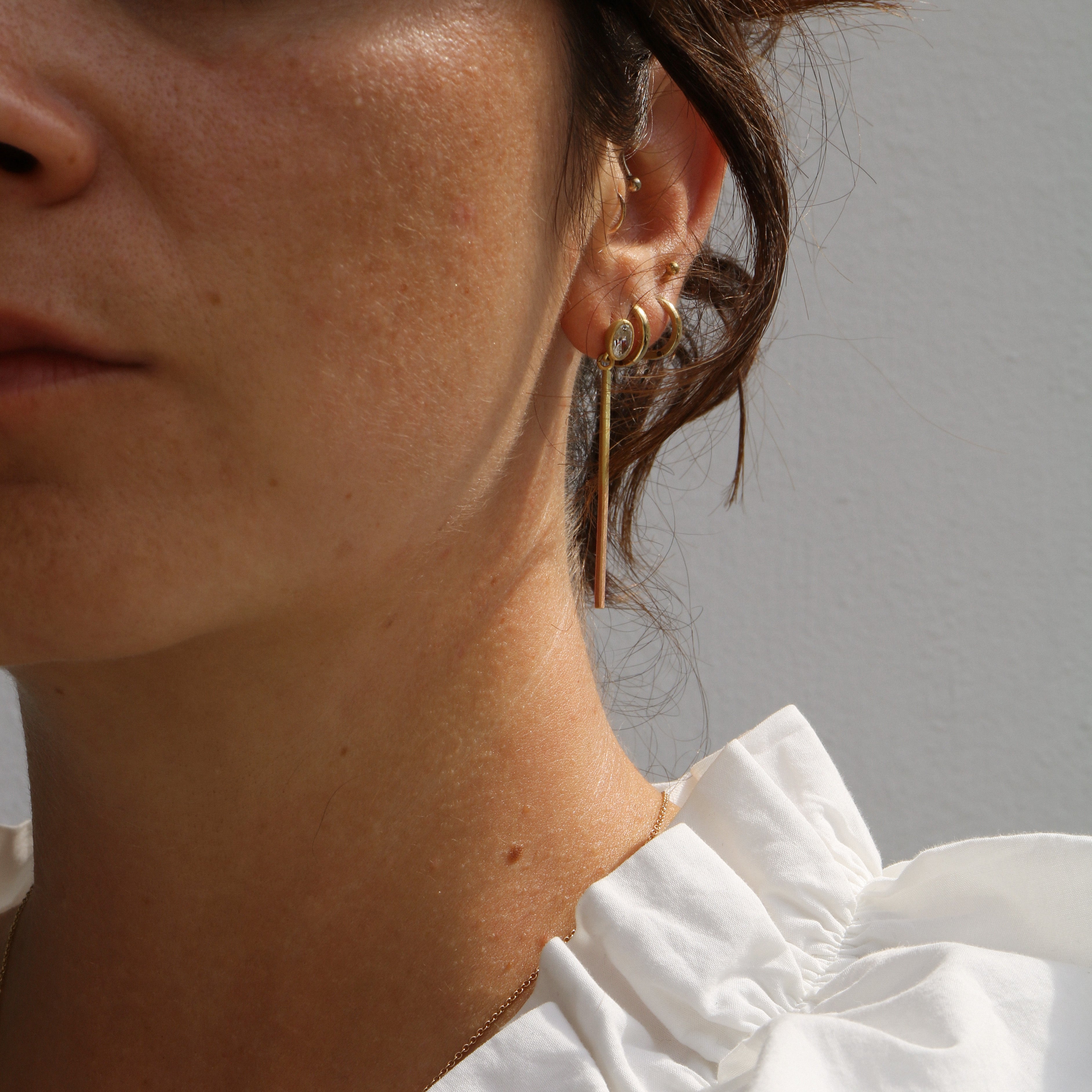 Rachel Jones Oval Diamond Spectrum Gold Earrings