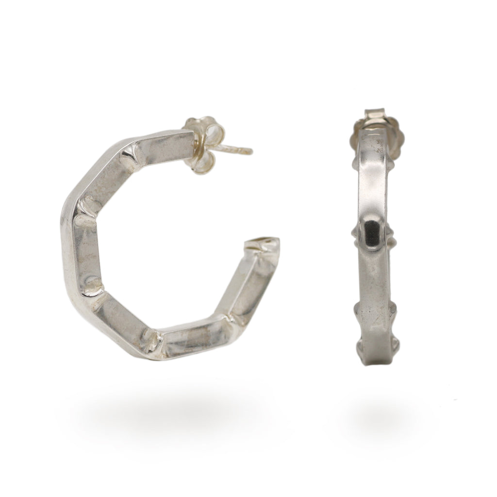 Lucie Gledhill Square Crumpled Silver Hoops