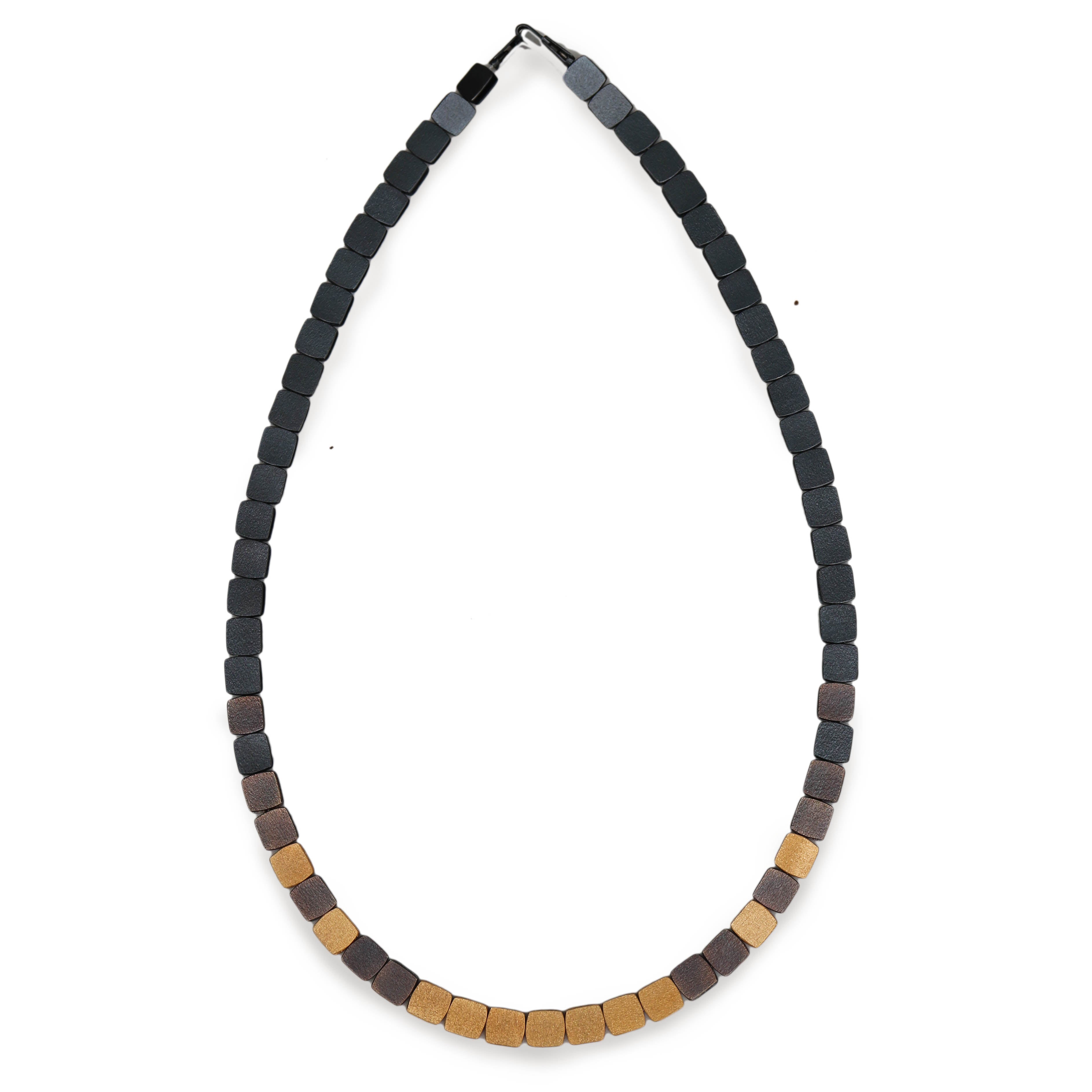 Deco Echo Pebble Necklace in Gold Plate and Ombre Patina