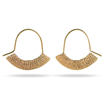 Mim Best 9ct Yellow Gold Stamped Crescent Hoops