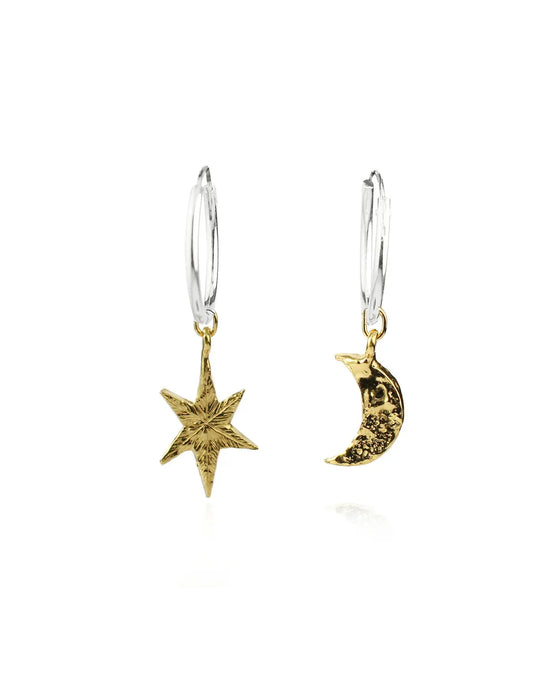 Momocreatura North Star and Moon Hoop Earrings