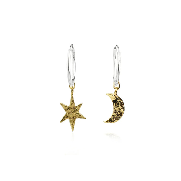 Momocreatura North Star and Moon Hoop Earrings