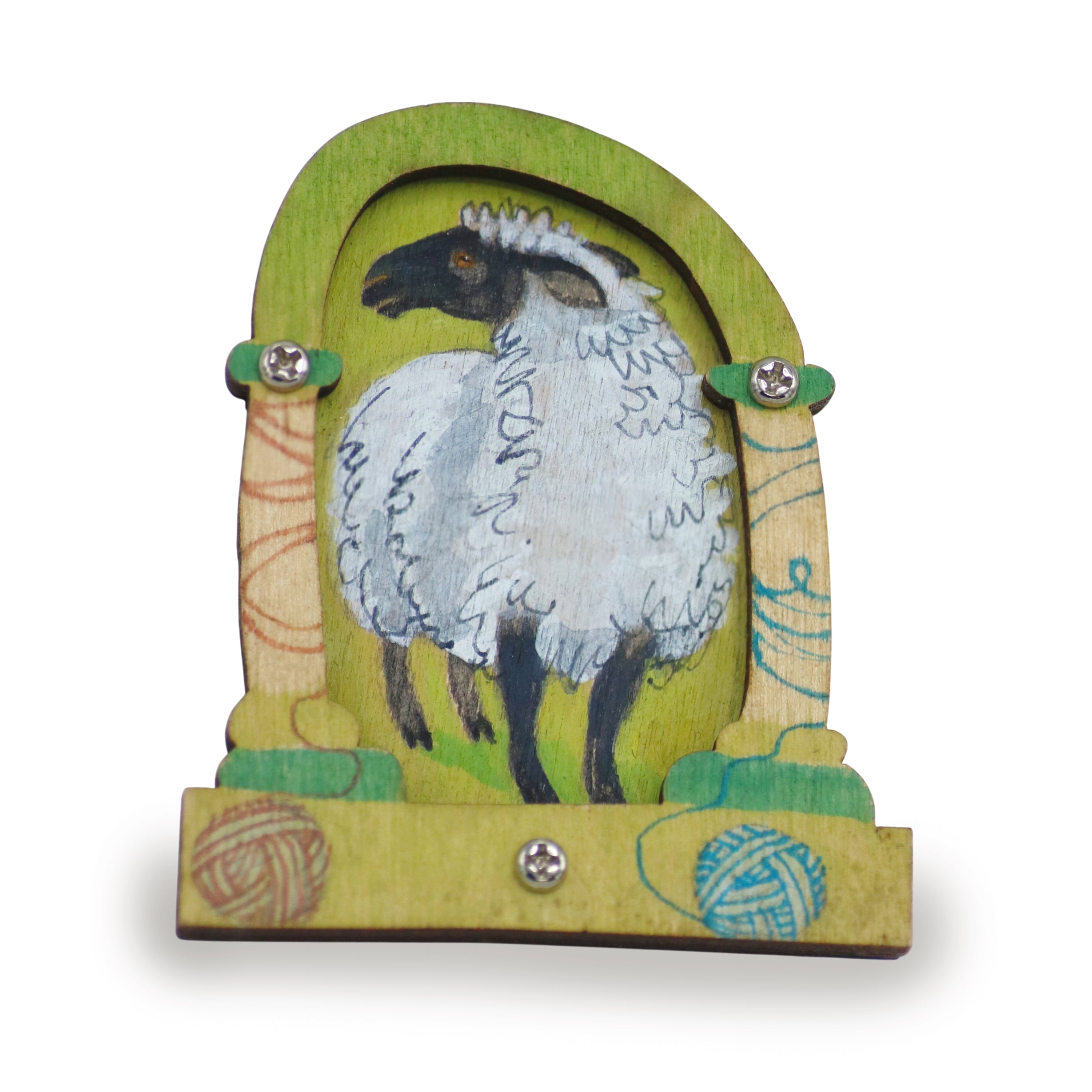 Sue Shields Hand-painted Sheep Brooch
