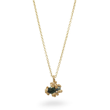 Ami Pepper Sapphire Cluster Barnacle Yellow Gold Pendant