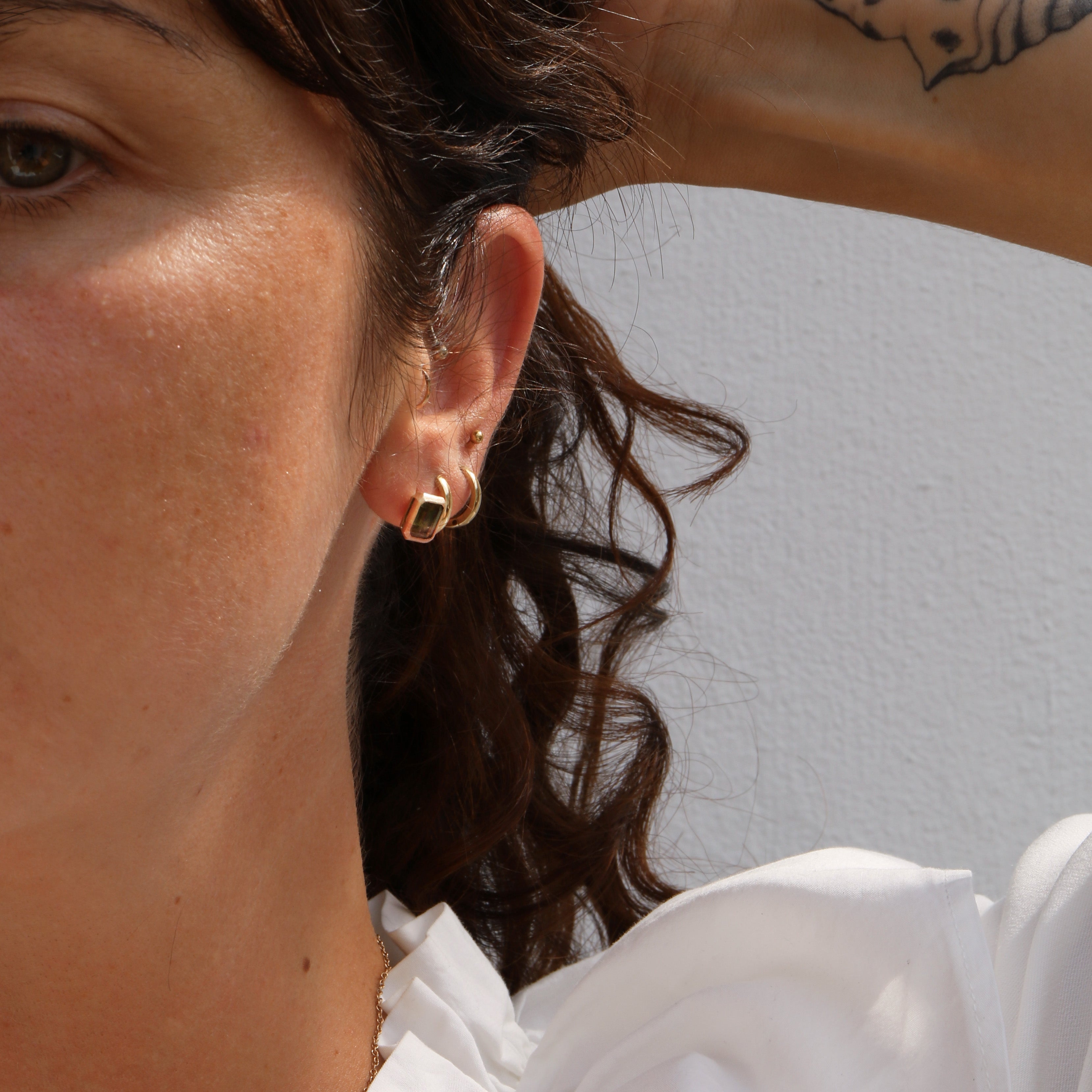Rachel Jones Parti Gold and Watermelon Tourmaline Stud Earrings