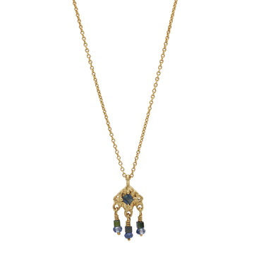 Rosalyn Faith Gold Plated Silver Knitted Blue Sapphire Pendant
