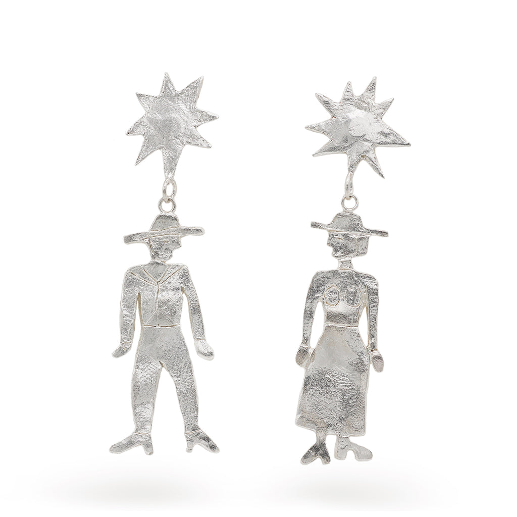 Isobel Sullivan Silver Crazy As The Moon Drop Earrings