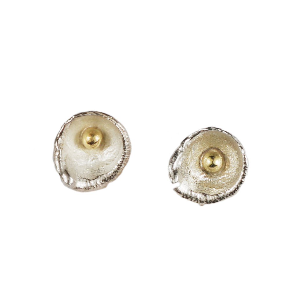 Shimara Carlow XS Silver and 18ct Yellow Gold Acorn Cup Ear Studs