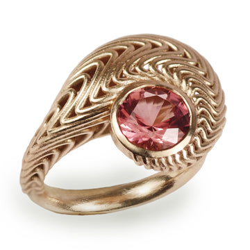 Lynne Maclachlan Pink Tourmaline and 9ct Yellow Gold Swirl Ring