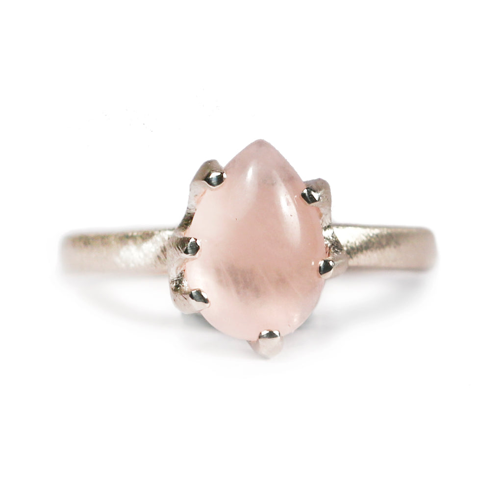 Buy Rose Quartz Engagement Ring Pear Shaped Antique Wedding Ring White Gold  Art Deco Rose Quartz Ring Pink Crystal Flower Vine Nature Inspired Online  in India - Etsy