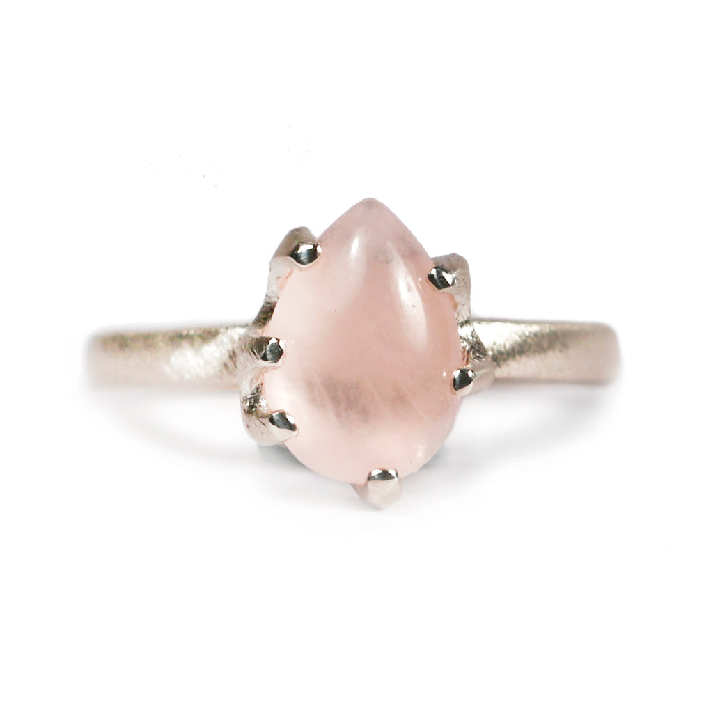 Bespoke - Rose quartz and 9ct White Gold Ring