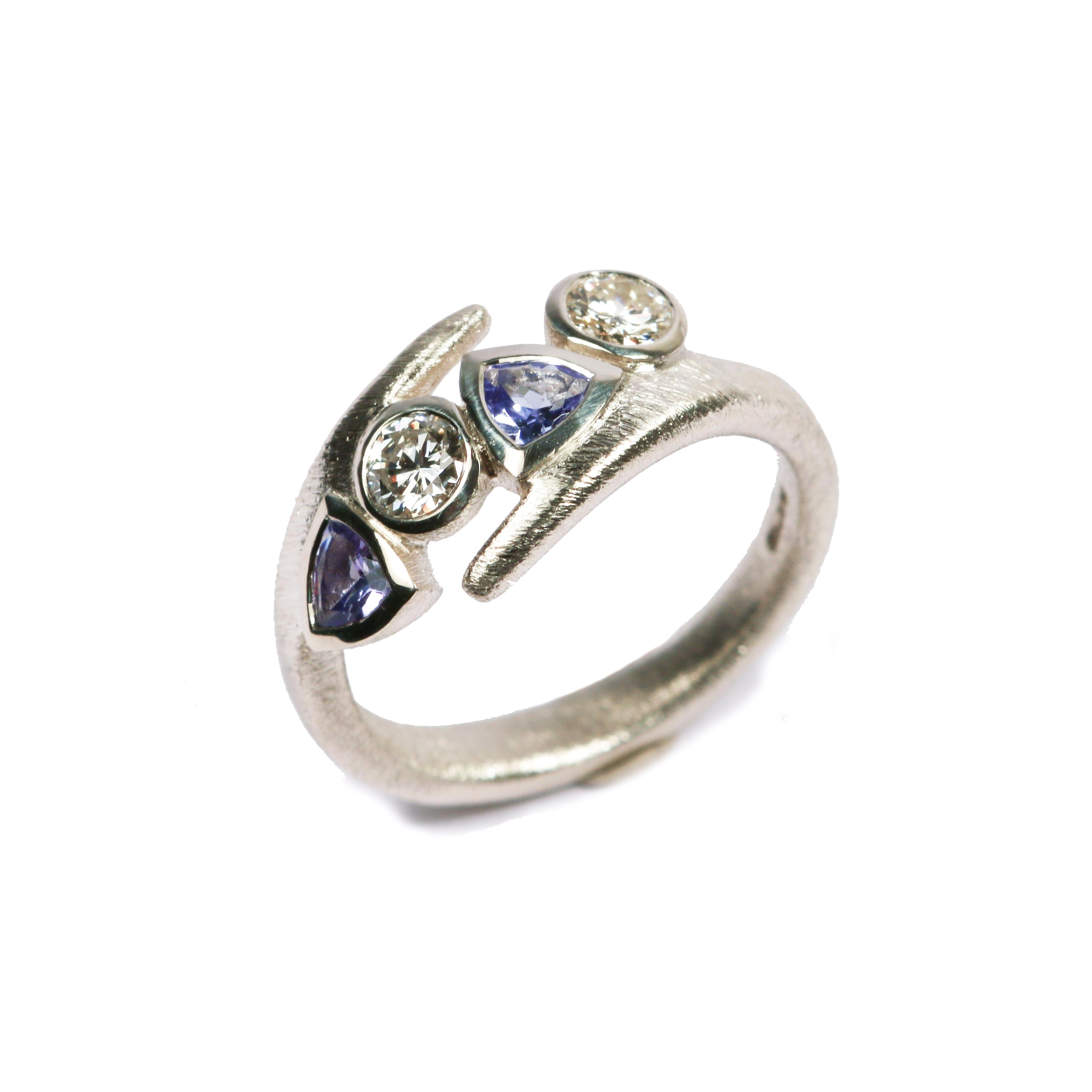 Bespoke - Tanzanite and Diamond, 9ct White Gold Ring