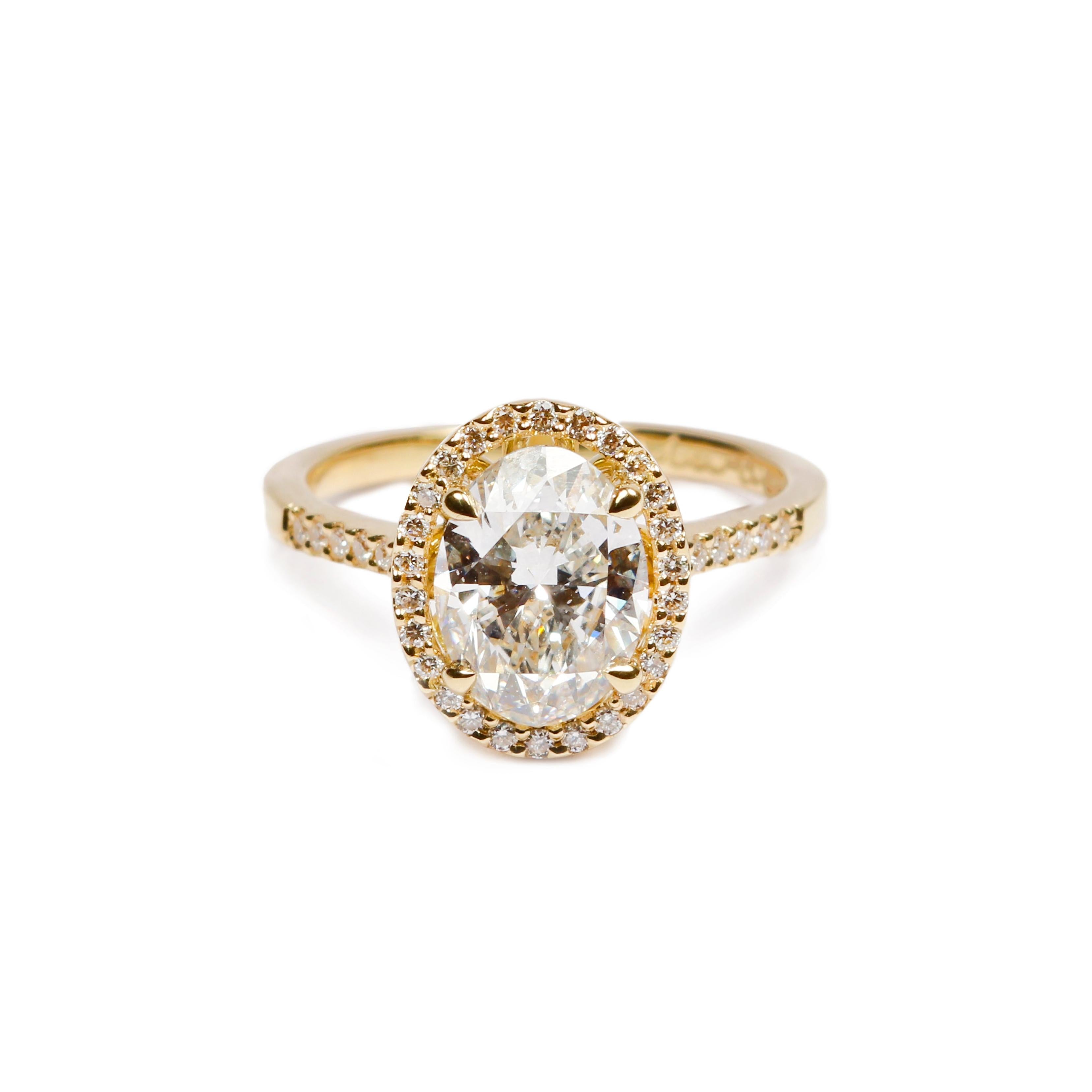Bespoke - 1.60ct Oval Cut Diamond and 18ct Yellow Gold Ring